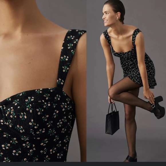 Anthropologie X Hutch Black Floral dress - Picture 2 of 14